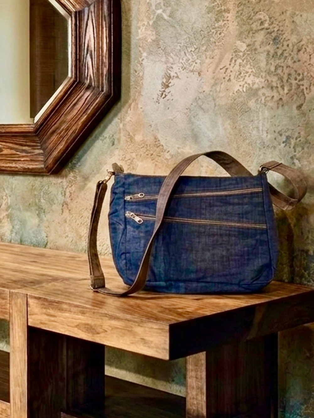 Stylish Black and Brown Crossbody Nylon Bag, Water-Resistant